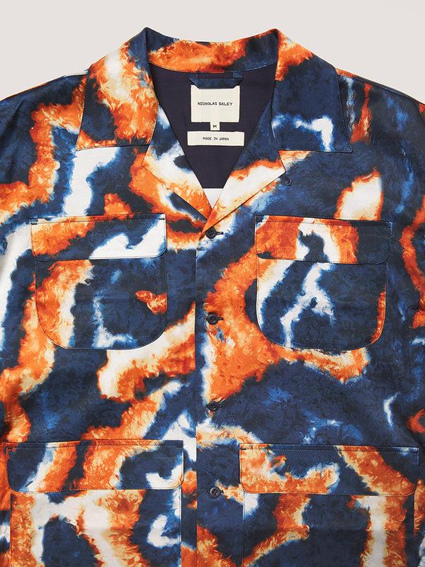 Nicholas Daley SUMINIGASHI ALOHA SHIRT - NAVY / ORANGE
