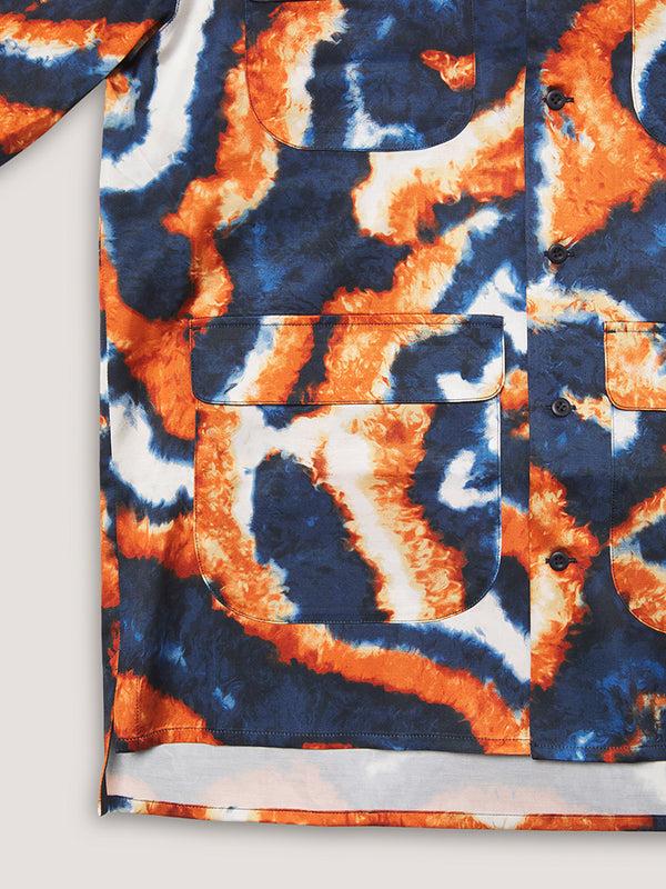 Nicholas Daley SUMINIGASHI ALOHA SHIRT - NAVY / ORANGE