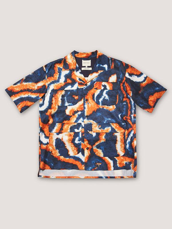 nicholas daley SUMINIGASHI ALOHA SHIRT - NAVY / ORANGE