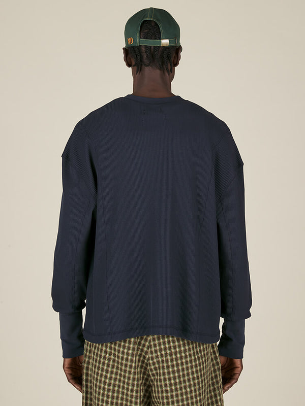 Nicholas Daley WAFFLE CREWNECK - NAVY
