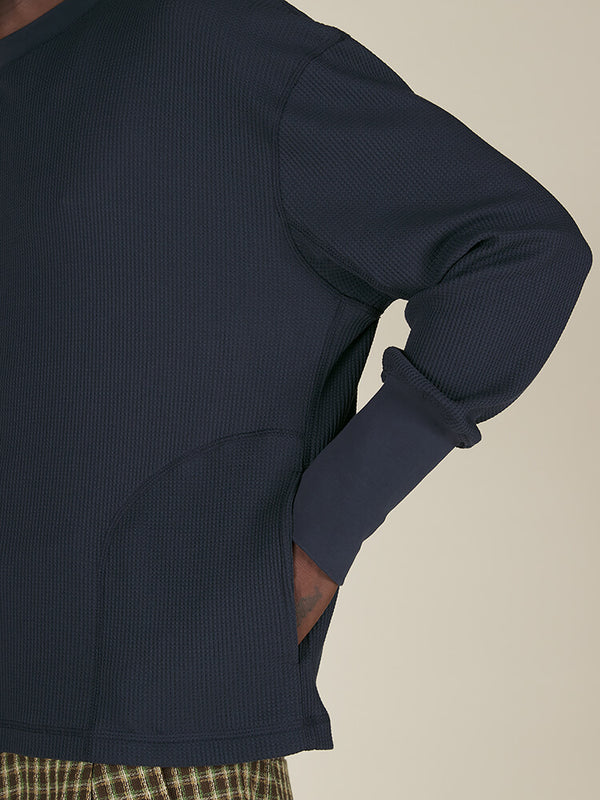 Nicholas Daley WAFFLE CREWNECK - NAVY