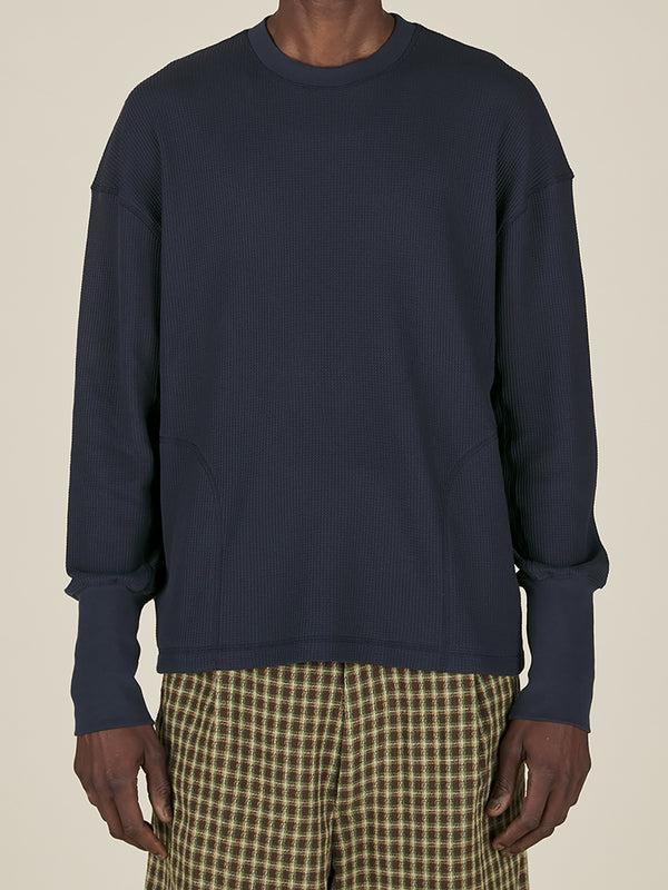 Nicholas Daley WAFFLE CREWNECK - NAVY