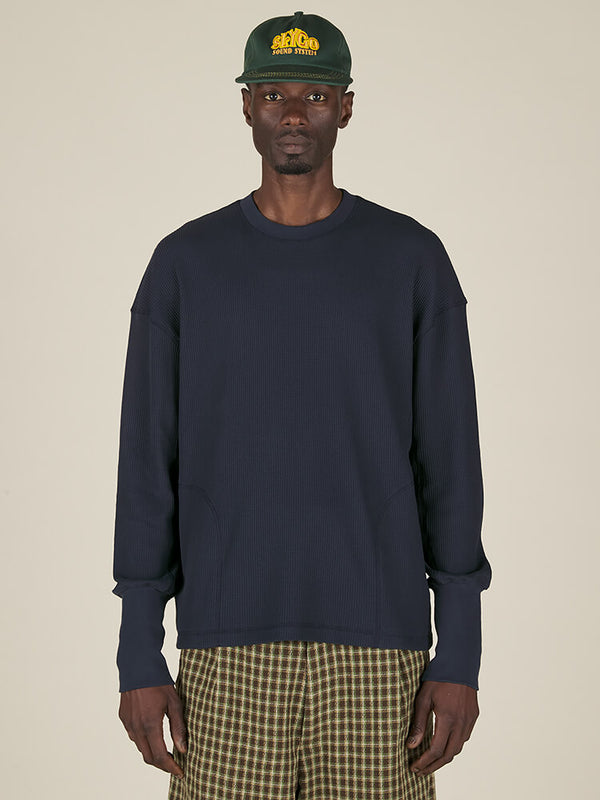 nicholas daley WAFFLE CREWNECK - NAVY