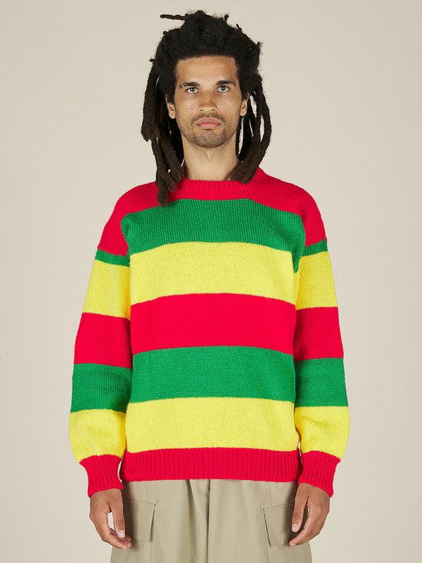 Nicholas Daley SLYGO STRIPE CREWNECK - RED / GREEN / YELLOW