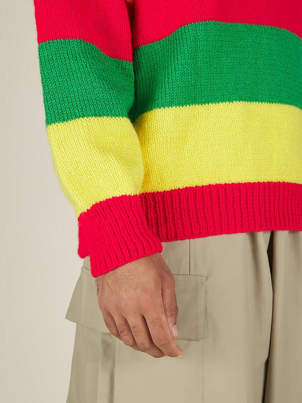 Nicholas Daley SLYGO STRIPE CREWNECK - RED / GREEN / YELLOW