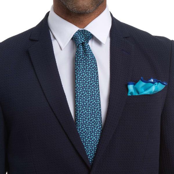nick graham Daisy Floral Tie & Satin Solid Pocket Round Set
