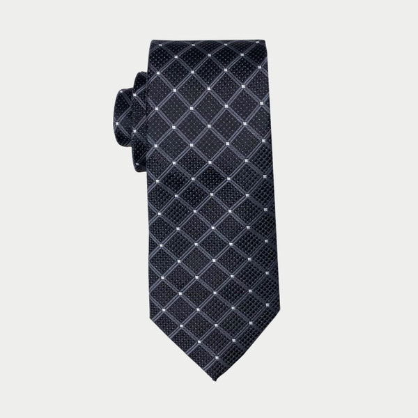 Nick Graham Dot Grid Necktie & Satin Solid Pocket Round Set