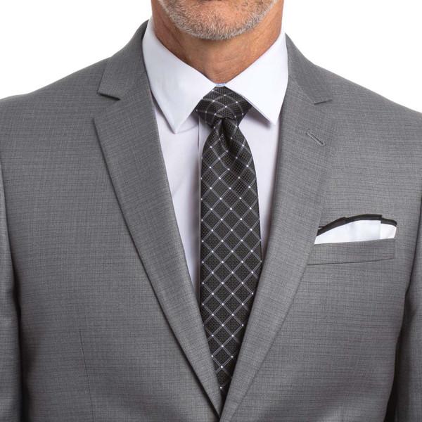 nick graham Dot Grid Necktie & Satin Solid Pocket Round Set