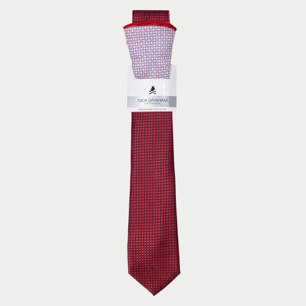 Nick Graham Graph Grid Tie & Octicircle Dots Pocket Round Set