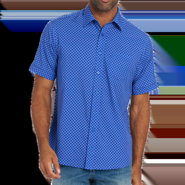 nick graham Box Grid Short Sleeve Sport Shirt