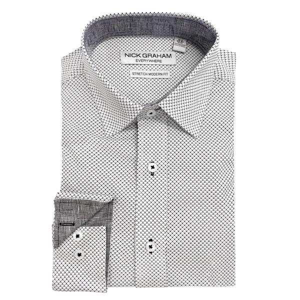 Nick Graham Diamond Grid Traveler Dress Shirt