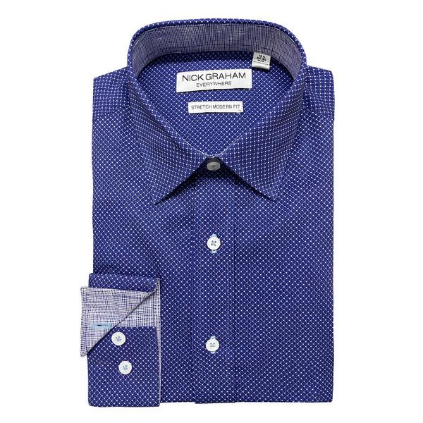 nick graham Diamond Grid Traveler Dress Shirt