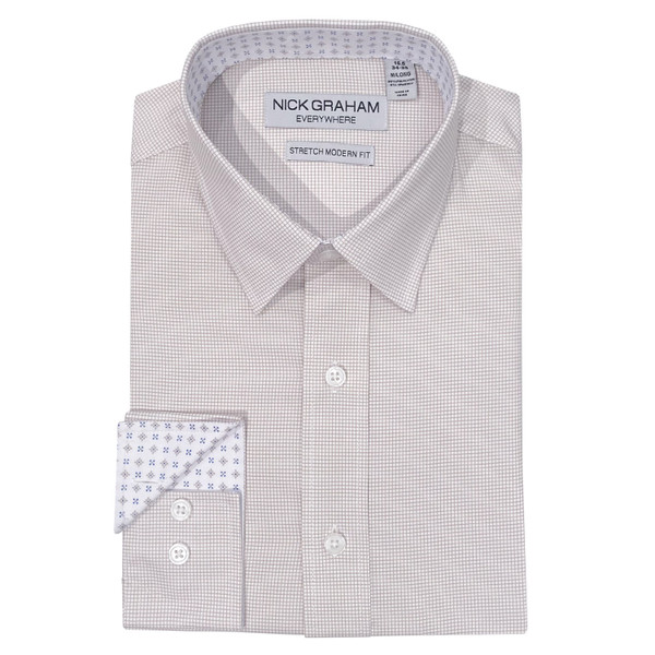 Nick Graham Graph Check Traveler Dress Shirt