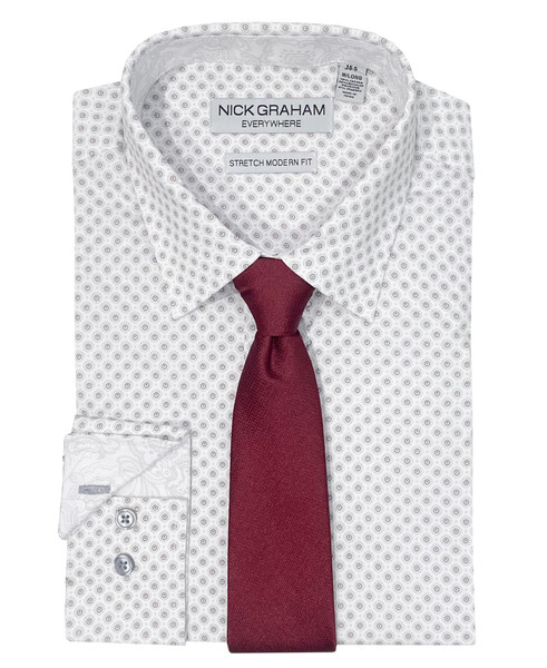 nick graham Kingston Geo Dress Shirt & Tie Set