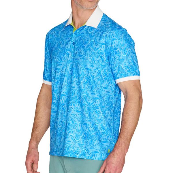 nick Graham Paisley Floral Short Sleeve Polo