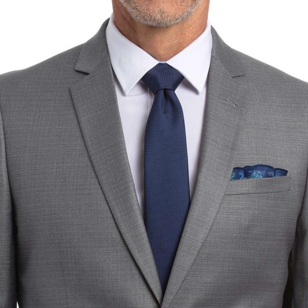 nick graham Pebble Text Solid Tie & Floral Paisley Pocket Round Set