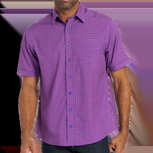 Nick Graham Stipple Floral Short Sleeve Sport Shirt