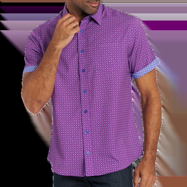 Nick Graham Stipple Floral Short Sleeve Sport Shirt