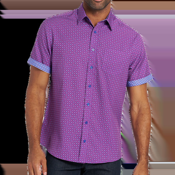 nick graham Stipple Floral Short Sleeve Sport Shirt