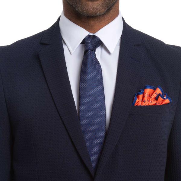nick graham Textured Dot Grid Tie & Lotus Medallion Pocket Round Set