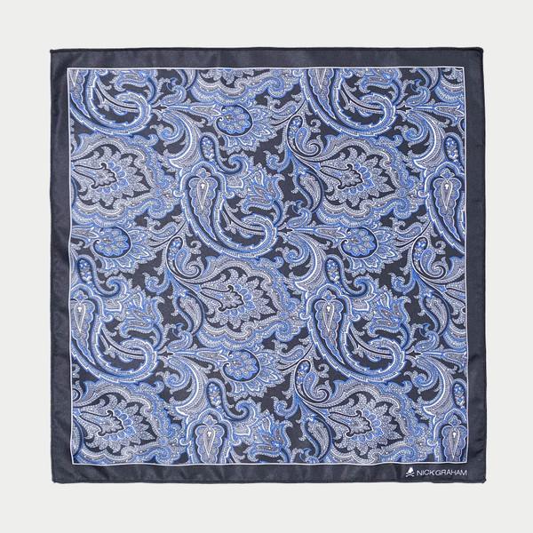 Nick Graham Textured Solid Dot Grid Necktie & Paisley Dot Pocket Square Set