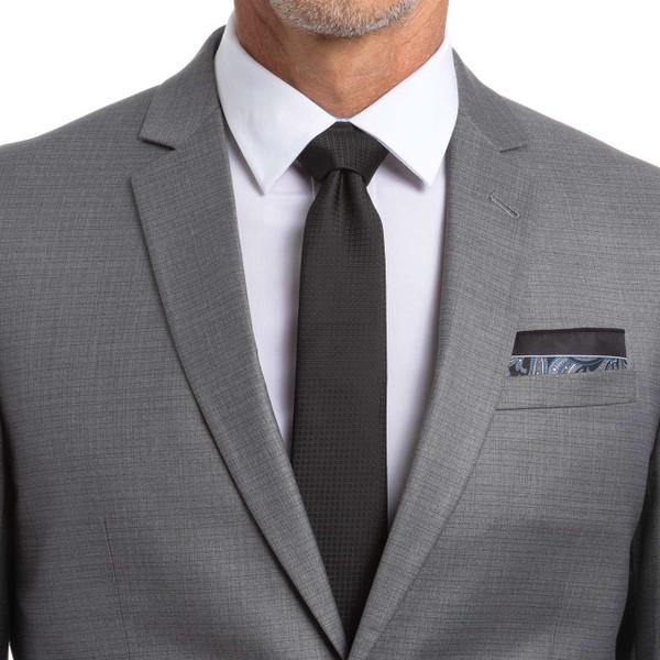 nick graham Textured Solid Dot Grid Necktie & Paisley Dot Pocket Square Set