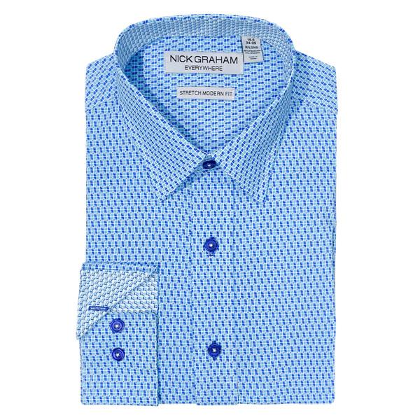 Nick Graham Tri Color Circle Dot Traveler Dress Shirt