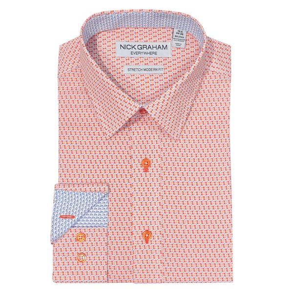 nick graham Tri Color Circle Dot Traveler Dress Shirt