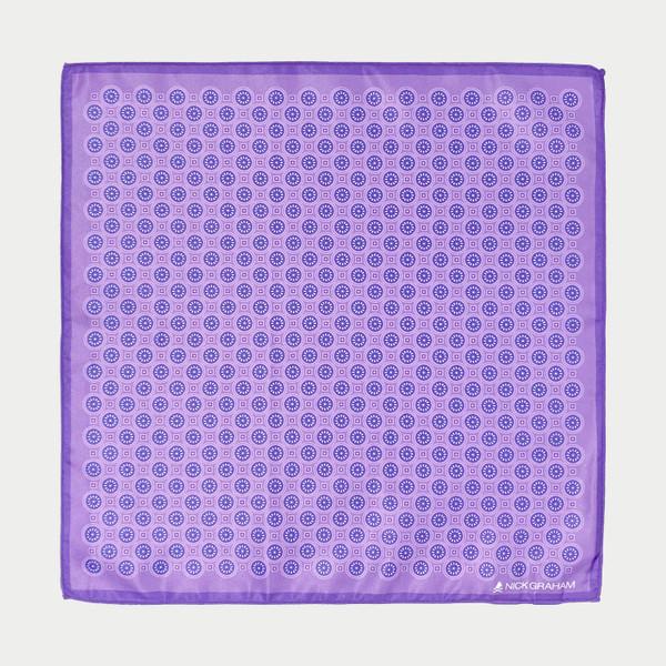 Nick Graham Vertical Text Solid Tie & Mimosa Circles Pocket Square Set