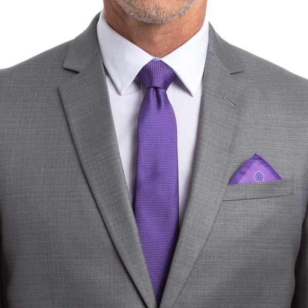 nick graham Vertical Text Solid Tie & Mimosa Circles Pocket Square Set