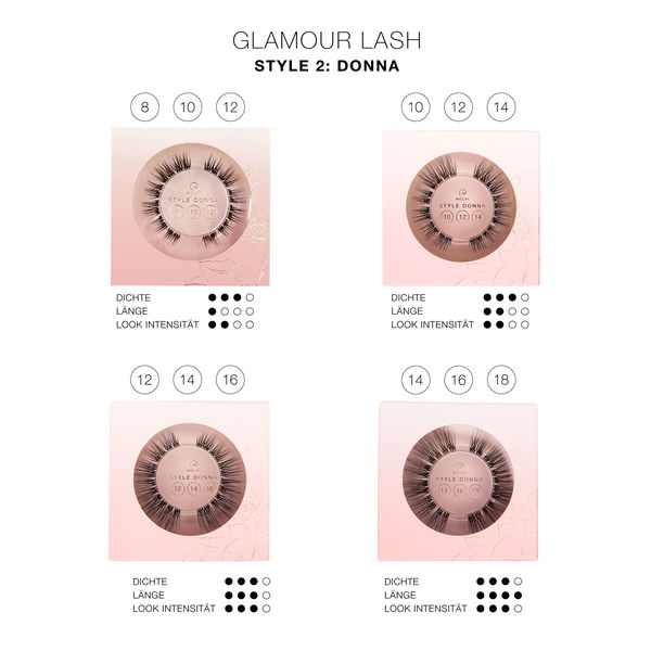 Niclay Glamour Lash Set Mit 3 Styles (Marilyn Donna Coco) - Bis Zu 7 Tage Haltbar & 20x Wiederverwendbar | Donna | Mittel | 12 / 14 / 16 Mm