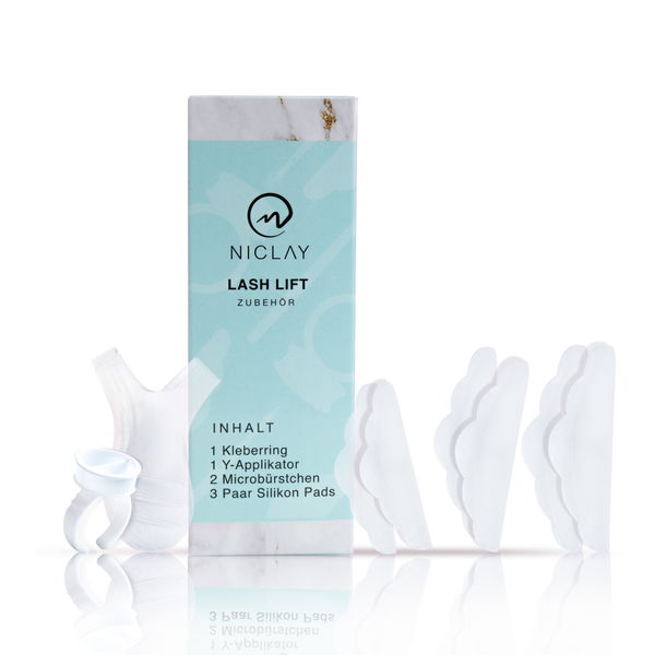 niclay "Lash Lift Zubehör Set – Klebering Y-Applikator Microbürstchen & Silikon Pads (S M L)