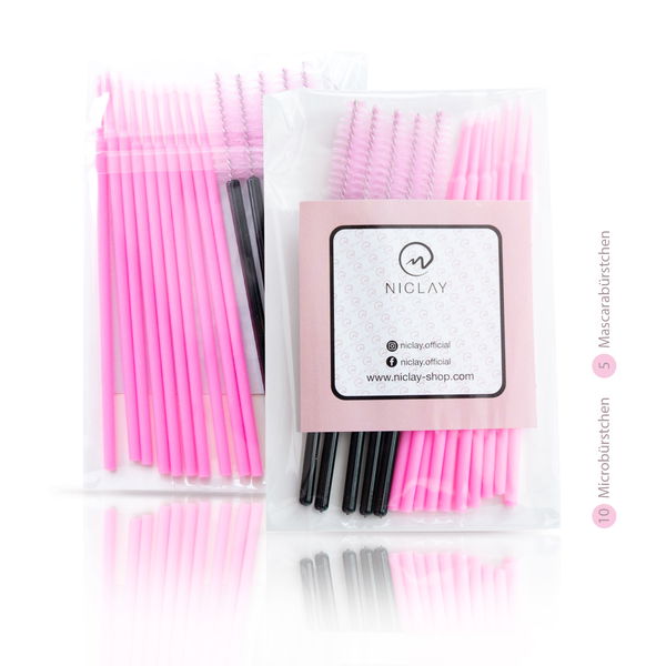 niclay Professionelles Microbürstchen- und Mascarabürsten-Set für Wimpern- und Augenbrauen-Lifting (15-teilig)