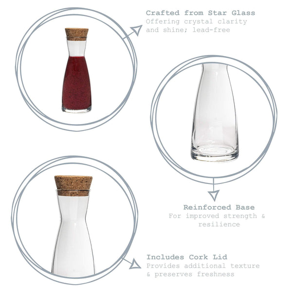 Nicola Spring 1.1L Ypsilon Glass Carafe With Cork Lid