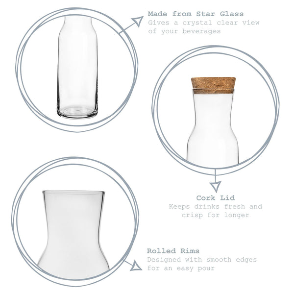 Nicola Spring 1.2L Aquaria Glass Carafe With Cork Lid