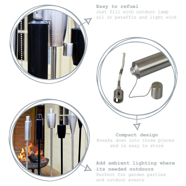 Nicola Spring 1.46m Metal Barrel Garden Torches - Pack Of Six