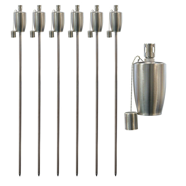 nicola spring 1.46m Metal Barrel Garden Torches - Pack of Six