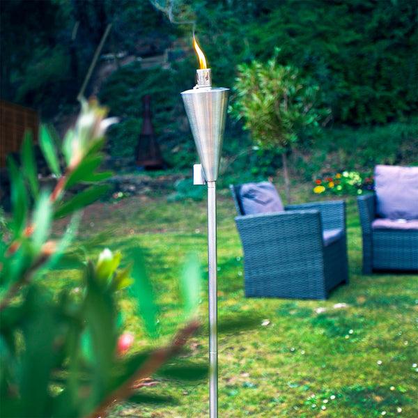 Nicola Spring 1.46m Metal Cone Garden Fire Torches - Pack Of 2