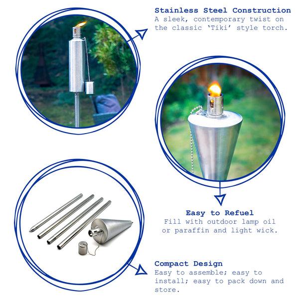 Nicola Spring 1.46m Metal Cone Garden Fire Torches - Pack Of 2