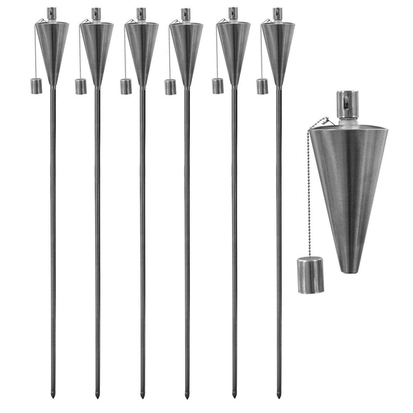 nicola spring 1.46m Metal Cone Garden Torches - Pack of Six