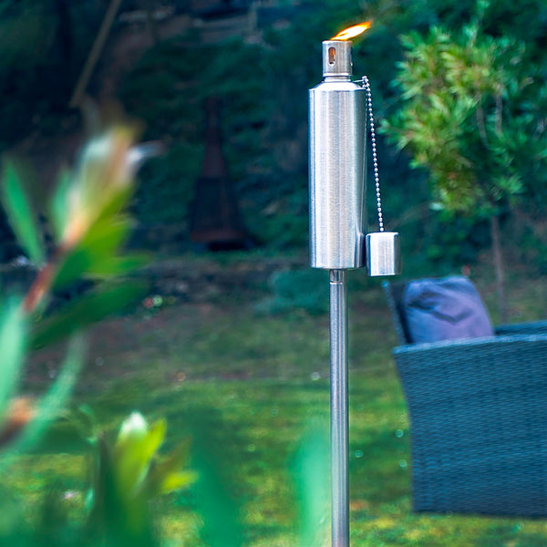 Nicola Spring 1.46m Metal Round Garden Fire Torches - Pack Of 2