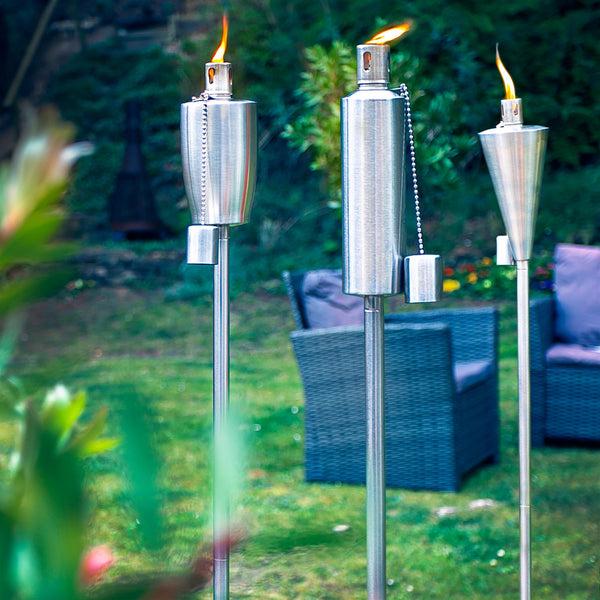 Nicola Spring 1.46m Metal Round Garden Fire Torches - Pack Of 2