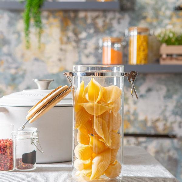Nicola Spring 1.4L Glass Storage Jar With Wooden Clip Lid