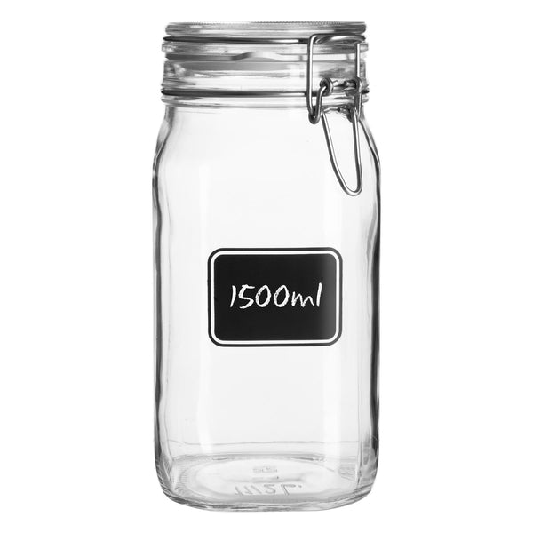 nicola spring 1.5L Air tight Lavagna Glass Storage Jar with Chalkboard Label