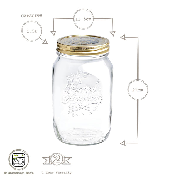 Nicola Spring 1.5L Quattro Stagioni Glass Storage Jar