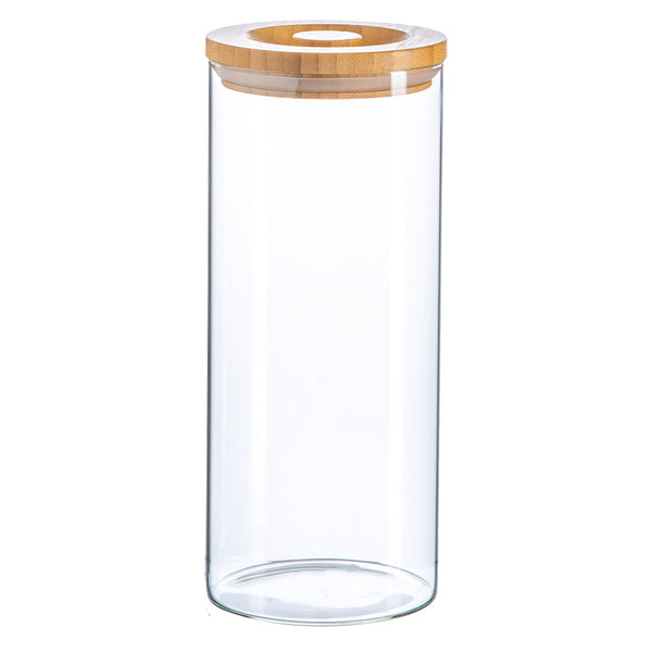 nicola spring 1.5L Scandi Storage Jar with Carved Wooden Lid