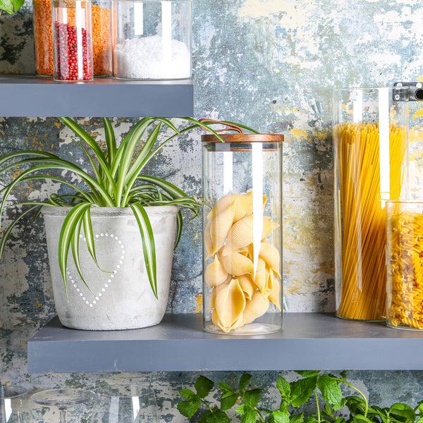 Nicola Spring 1.5L Scandi Storage Jar With Leather Loop Lid