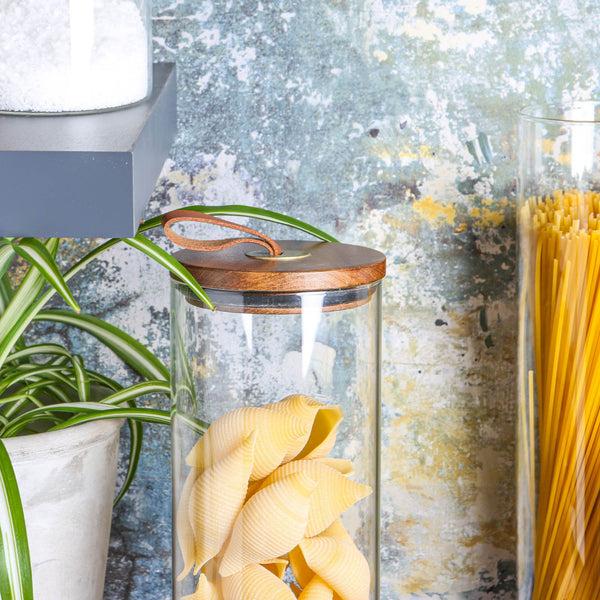 Nicola Spring 1.5L Scandi Storage Jar With Leather Loop Lid
