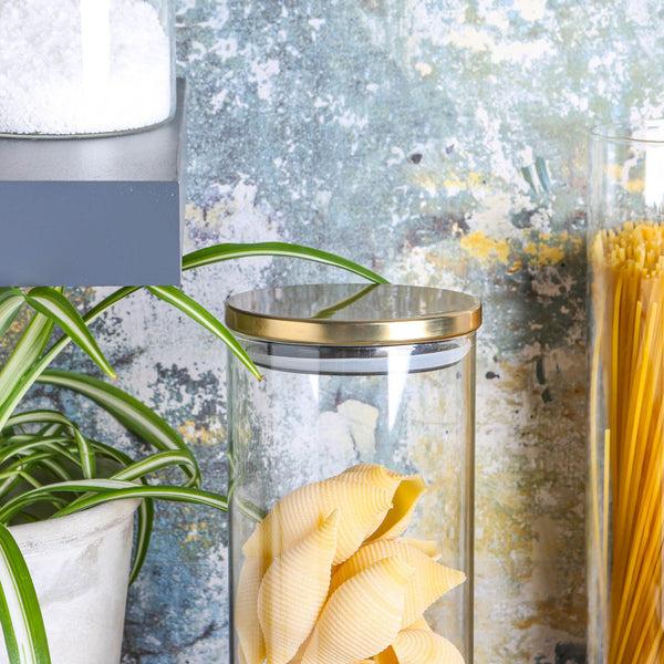 Nicola Spring 1.5L Scandi Storage Jar With Metallic Lid