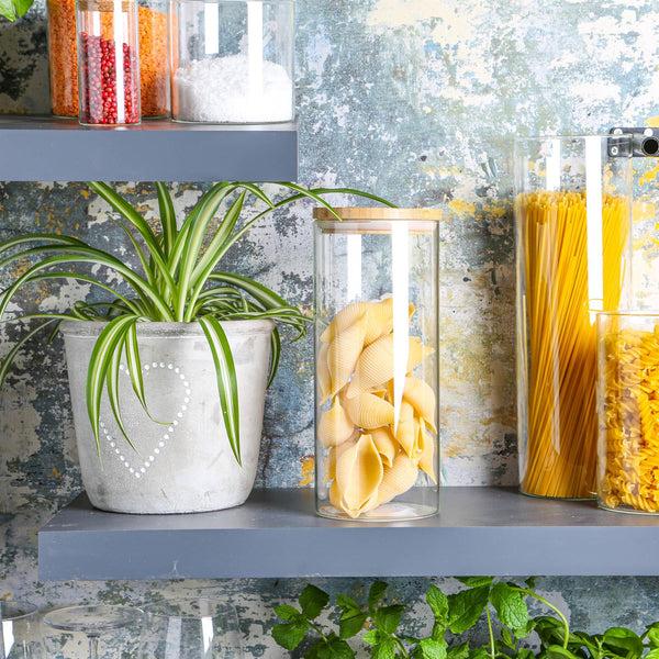 Nicola Spring 1.5L Scandi Storage Jar With Wooden Lid